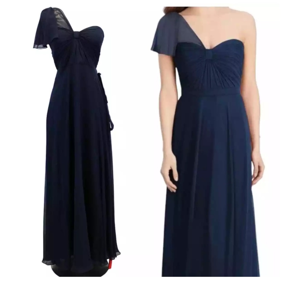 Jenny Packham One-Shoulder Chiffon A-Line gown 10